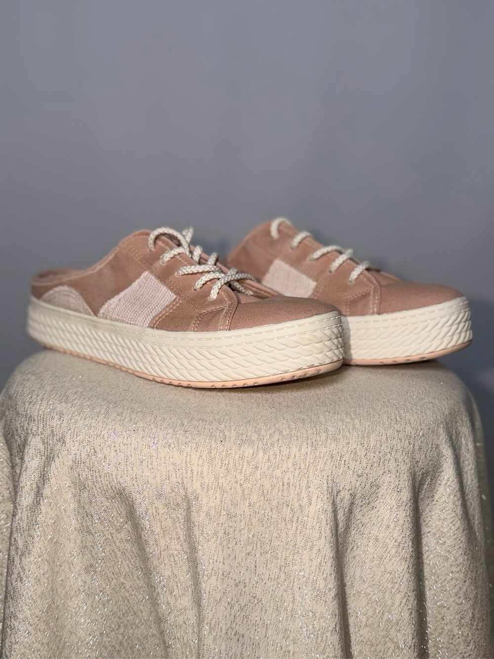 Blowfish Malibu Women's Platform Mule Sneakers Pink Canvas Slip On Shoes
